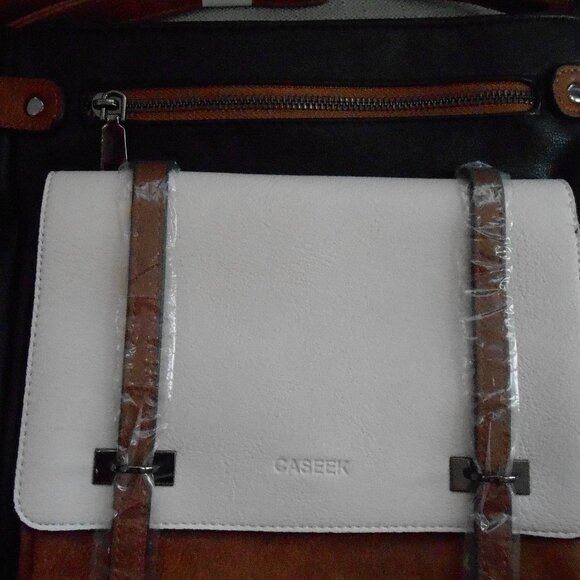 Caseek Black Brown Ivory Crossbody Zip Close Purse-NEW Lots Of Storage! - Picture 2 of 8